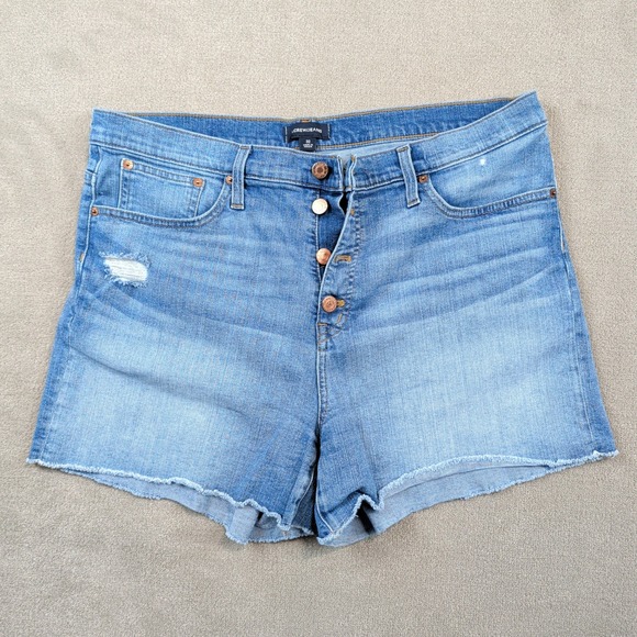 J.Crew Y2K Size 32 High Rise Button Fly Denim Shorts Raw Hem Light Wash — photo 2